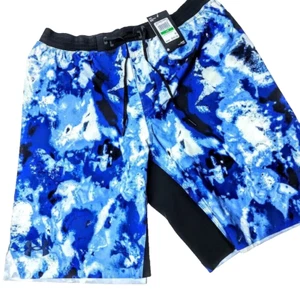Under Armour (L) Men's Shorts Blue White Black Stretch Storm Loose -UA Reign New - Picture 1 of 15