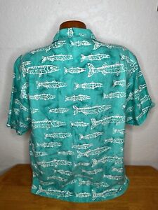 Men's Columbia PFG Omni-Shade Fishing S/S Button Front Shirt Medium M - Fish