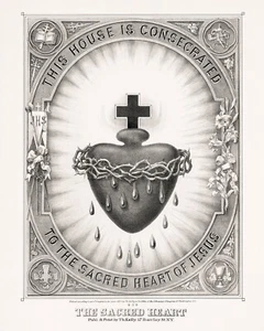 12182.Decor Poster.Wall interior B&W design.Home Consegrated Christ Sacred Heart - Picture 1 of 1