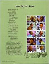 USPS SOUVENIR PAGE FAMOUS AMERICAN JAZZ MUSICIANS PANE OF (10) 1995