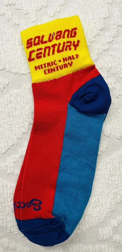 Велосипедные носки Sockguy Classic 3 дюйма L/XLSolvang Century метрические наполовину красные/желтые/синие - Изображение 1 из 1