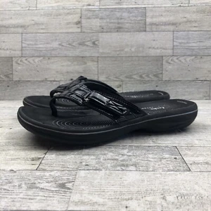 Clarks Ladies 6 M Cloudsteppers Black Thong Flip-Flop Sandals - Picture 1 of 9
