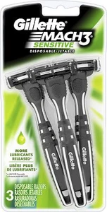 Gillette Mach3 Sensitive Men’s Disposable Razors, 3 Count - Picture 1 of 1
