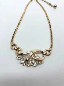 Vintage Trifari Pat Anhänger goldfarben klar Strass Choker Halskette signiert - Bild 1 von 6