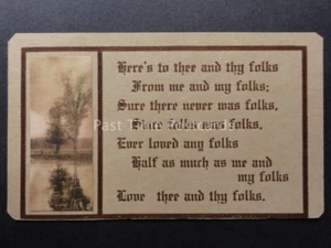 Verse & Poem: HERE'S TO THEE AND THY FOLKS, FROM ME AND MY FOLKS - c1907 - Picture 1 of 2