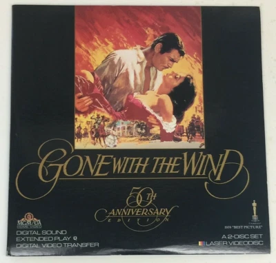 GONE WITH THE WIND Laserdisc LD Clark Gable 1939 2-Disc Set 50th Anniversary Foto 1 de 4