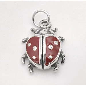 Sterling Silver Enamel Ladybug Charm - Sterling Silver Charm - Picture 1 of 2