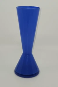 Jarrón pesado soplado a mano azul con estuche estilo Murano de vidrio de arte moderno de mediados de siglo  - Imagen 1 de 12