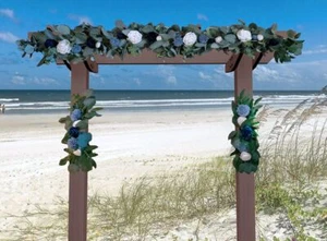 3PC Dusty Blue Navy Arbor Flower Set Artificial Sola Wood Wedding Arch Decor - Picture 1 of 6