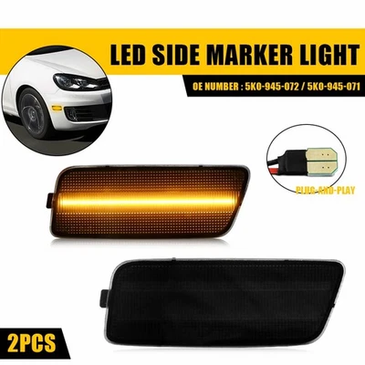 Par de luces de guardabarros delanteras LED 2012 ajuste lateral MK6 GTI Volkswagen ámbar lámpara ahumada Foto 1 de 4
