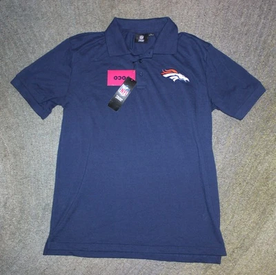 NFL Team Apparel Denver Broncos Polo Shirt Dark Blue - Size L - NWT - Image 1 of 3