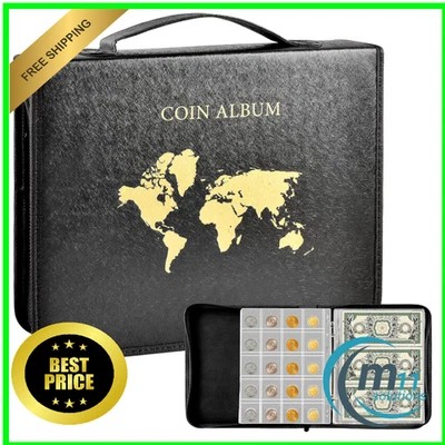 ANKHOH Münzalbum für Sammler, 200 Taschen Münze Scrapbook & 30 Hülsen Papiergeld