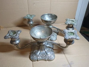 2x Vintage Silver Plated 2 Arm Candleholder with Centre Flower Bowl P7 - Picture 1 of 9