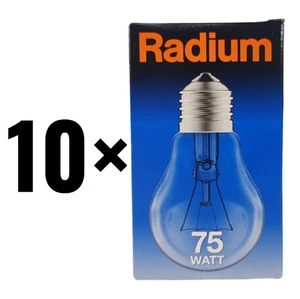 10x Radium Glühbirne 75W E27 klar Glühlampe dimmbar KEIN LED Lampe 935lm NEU     - Bild 1 von 7