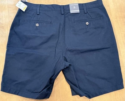 НОВЫЕ мужские Nautica классический крой твердый темно-синий 8» хлопок Chino палуба шорты 36 - Изображение 1 из 4