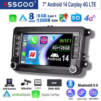 DAB 8Core 6+128G Android Radio Carplay Für VW Golf 5 6 Polo T5 Touran Passat GPS - Bild 1 von 4