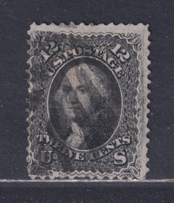 Estados Unidos Scott 97 Usado 1867 12¢ Negro George Washington F. Grill SCV $250 Foto 1 de 2