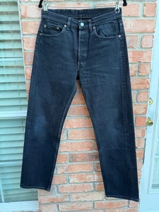 Vintage 80s Levi's Black Denim Button Fly Jeans 501 Actual 31x30 Made in USA - Picture 1 of 7