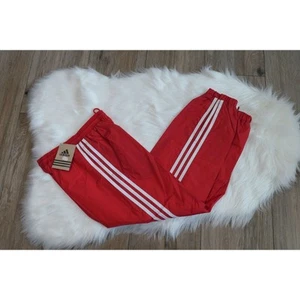 NWT Rare 90s Adidas Vintage Nylon Lined Red Track Pants Youth Medium #9380 - Picture 1 of 12