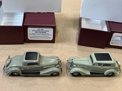 2 X 1934 BUICK 1/43 MODELOS DE COCHE DE METAL BLANCO DE BROOKLIN: 96-S CUPÉ Y CLUB SEDÁN Foto 1 de 4