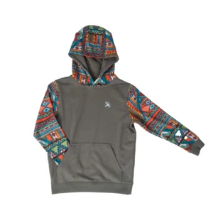Hooey® Youth Boy's Roughy Summit Charcoal Aztec Hoodie RH1191CHOR-Y - Picture 1 of 1