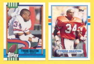 1989 & 1990 Topps TYRONE BRAXTON Denver Broncos 2-Card Lot Rookie Card - Picture 1 of 1