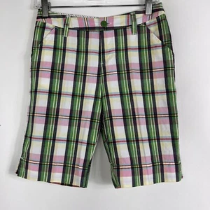 AriZona Shorts Youth Girls Size 12 Plaid Bermuda Mid Rise 100% Cotton Casual - Picture 1 of 13
