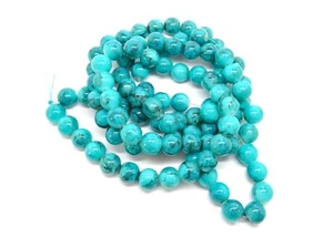 Deep Turquoise Mottled Glass Beads 8mm 100pcs/Strand Bright Stand Out Jewellery - Picture 1 of 5