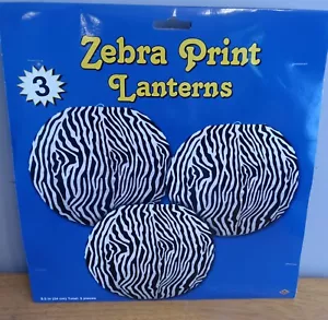 Beistile Animal Print 9.5 Inch Zebra Wire Paper Lanterns 3 Per Pack Safari Party - Picture 1 of 2