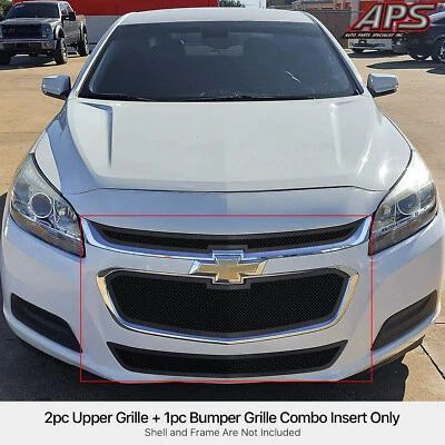 Fits 2014-2015 Chevy Malibu /16 Limited Stainless Black Mesh Grille Insert Combo - Image 1 of 4