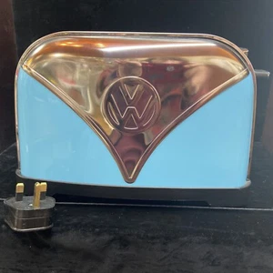 VW Volkswagen 2 slice Toaster Aqua Blue And Chrome 220V (needs Adapter) - Picture 1 of 4