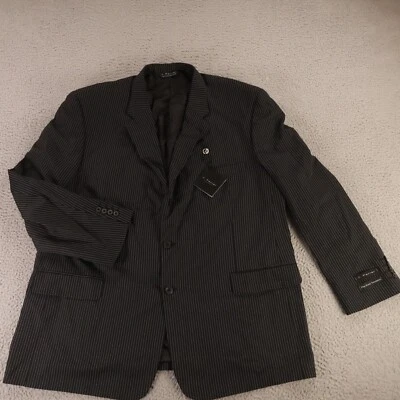 J Ferrar Jacket 2XL Black Pinstripe 100% Wool Twill Blazer Sport Coat 50R - Image 1 of 4