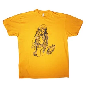 Leslie Hall: Pantalones Dorados y Gato Camiseta - Ropa Americana - Talla XL - & The Lys - Imagen 1 de 5