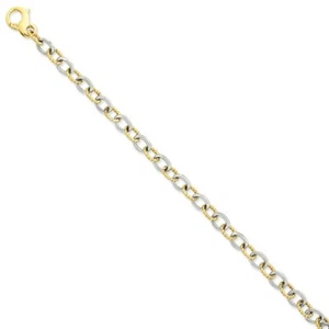 14k 14kt Two-tone  6.5mm Fancy Link Chain 8.5 inch Lobster - Picture 1 of 2