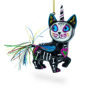 Spooky Halloween Black Cat Blown Glass Christmas Ornament - Picture 1 of 5