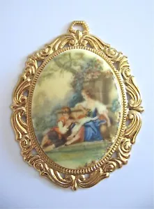 Puppenhaus Puppenhaus Miniatur WANDBILD VIKTORIANISCHER MANN UND FRAU GOLDRAHMEN! - Bild 1 von 1