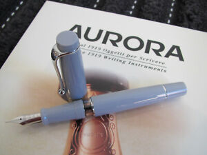 Aurora Optima Flex LE Pastel Grey Cr-trim piston fill fountain pen 14kt Fine MIB