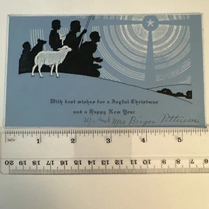 Vintage Art Deco Christmas Card - Three Wise Men & Star Of Bethlehem - Picture 1 of 2