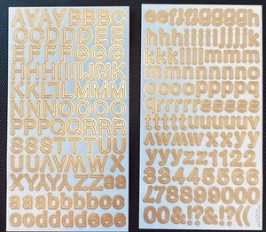 Dos hojas pegatinas de álbum de recortes alfabeto números de puntos redondos de oro - Imagen 1 de 1
