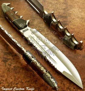 IMPACT CUTLERY RARE CUSTOM D2 FULL TANG FULLER BOWIE KNIFE BONE HANDLE - Picture 1 of 9