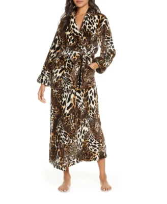 Bata de felpa de leopardo Natori V7703 para mujer talla XS Foto 1 de 4