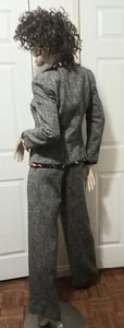 ARMANI COLLEZIONE VIRGIN WOOL BLACK, GREY+ MULTI COLOR TWEED PANT SUIT SIZE 10 - Picture 1 of 21