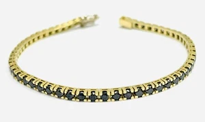 Bracciale tennis con diamanti neri 7.30 ct in oro giallo 18 kt uomo man diamond - Imagen 1 de 14