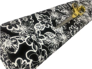 * NEU * Top Qualität Baumwolle schwarz weiß Designer Blumendruck Kleiderstoff * KOSTENLOSER VERSAND - Bild 1 von 7