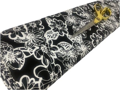 CHEAPEST FABRICS UK *NEW*Top Quality Cotton Black White Designer Floral Print Dress Fabric *FREE P&P