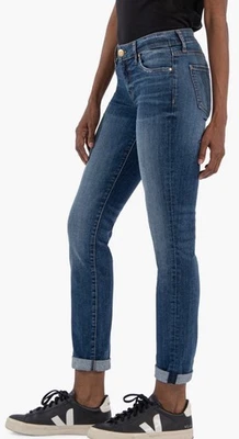 NEW KUT Catherine Mid Rise Boyfriend Jeans In Dashing Blue, Size 6 (28” Waist) - Image 1 of 4