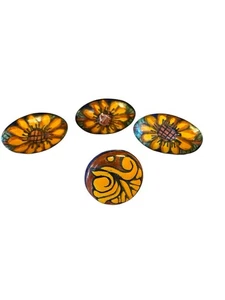 Mexican Handmade Talavera Ceramic Knobs 3 Sunflower Oval 1 Round - Picture 1 of 5