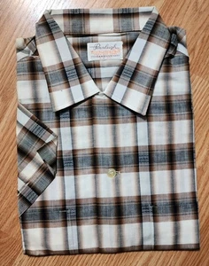 Pennleigh Dan River Shadow Plaid Loop Collar Shirt Vintage USA Made DeadStock - Picture 1 of 6