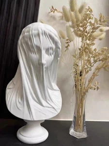 Veiled Maiden Plaster Bust - Neoclassical Style Home Decor - Picture 1 of 5
