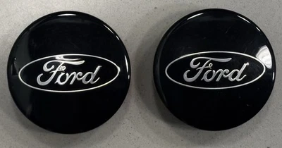(2) Ford Gloss Black Center Caps 2015-2023 Fusion Focus Explorer GM211003A OEM Foto 1 de 4